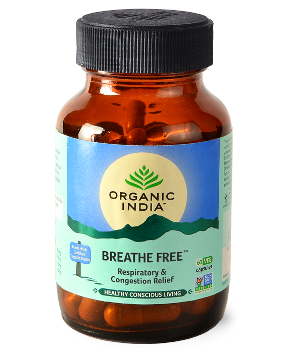 Organic India Breathe Free Respiratory Support 90 Vegetable Capsules